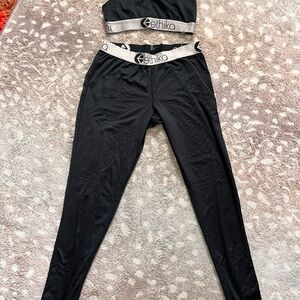 ethika Black Women's Performance Leggings with White Branded Waistband